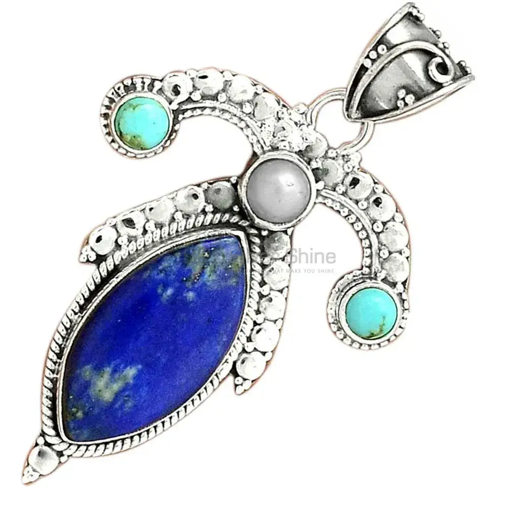 Multi Gemstone Pendants In Fine Sterling Silver Jewelry 925SP26-2_3