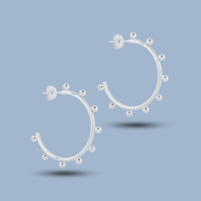 Trendy Round Hollow Ball 925 Sterling Silver Bridesmaid Hoop Earring 925She163_0