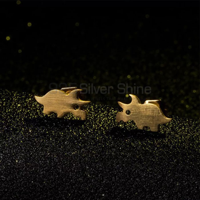 Triceratops Earring, Animal Minimalist Earring In 925 Sterling Silver AME53_0