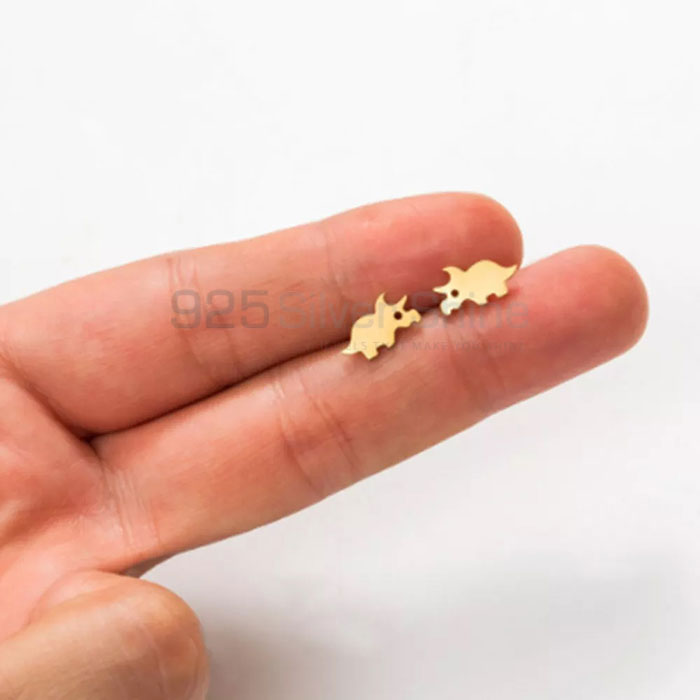 Triceratops Earring, Animal Minimalist Earring In 925 Sterling Silver AME53_2