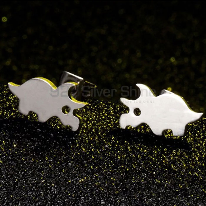 Triceratops Earring, Animal Minimalist Earring In 925 Sterling Silver AME53_3