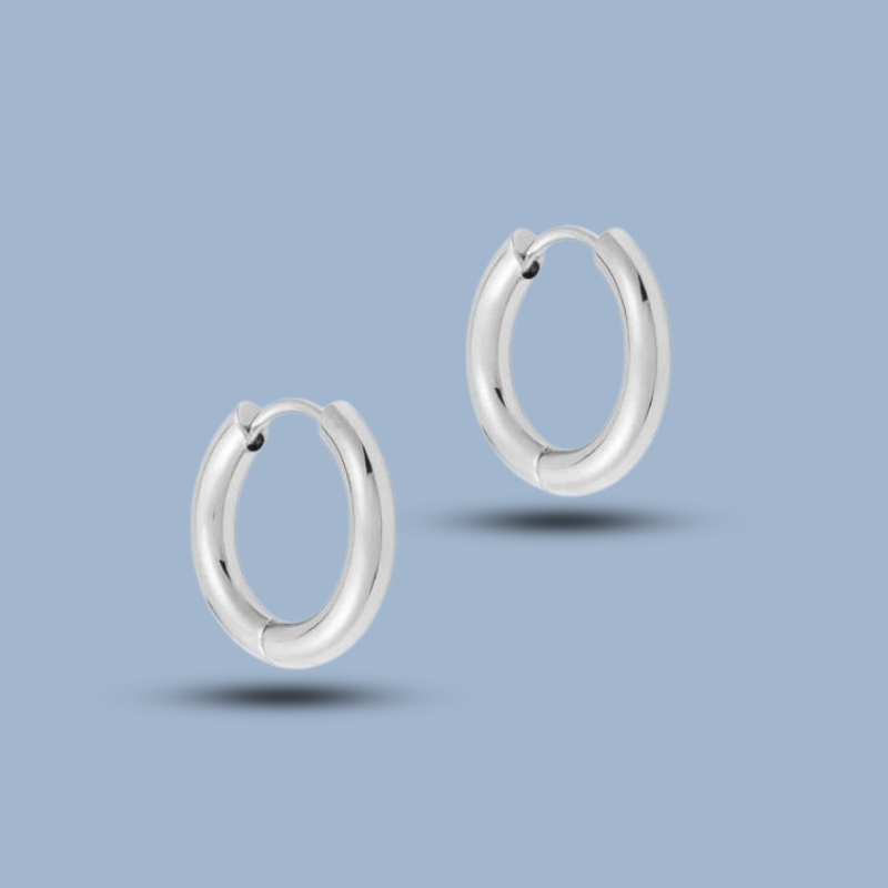 Tulip Huggie 925 Sterling Silver Hinged Segment Hoop Earring 925She115_0