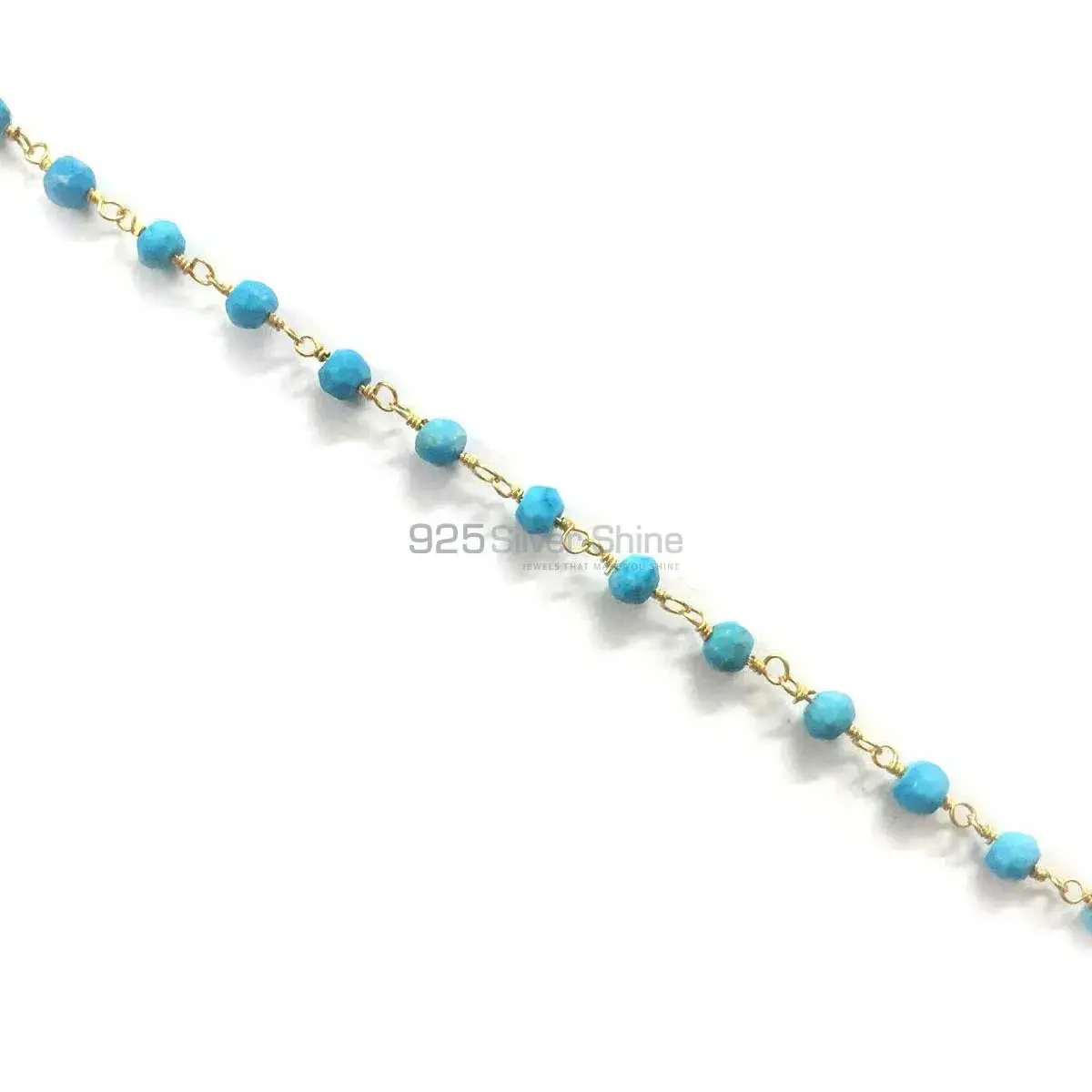 Turquoise Gemstone Rosary Chain. "Wire Wrapped 1 Feet Roll Chain" 925RC241_3