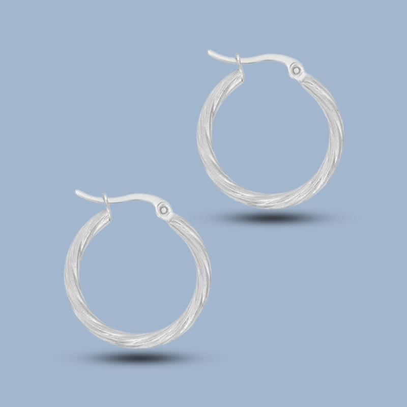 Twisted 925 Sterling Silver Irregular Hoop Earring 925She108_0