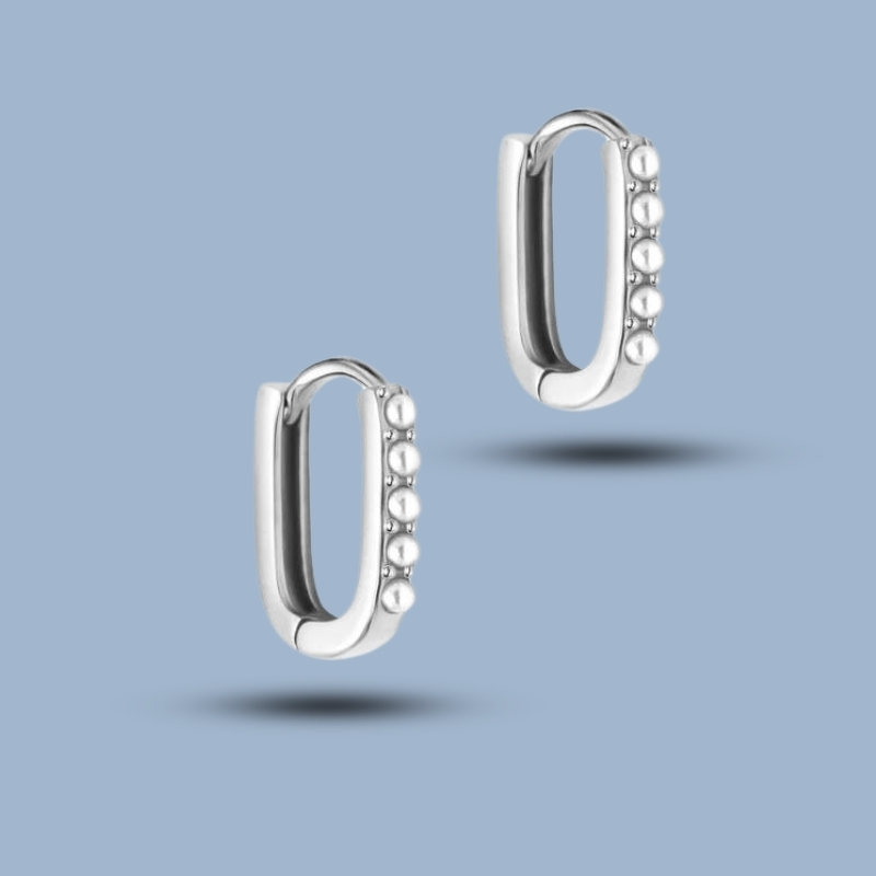 U Shape 925 Sterling Silver Ruthenium Hoop Earring 925She206_0