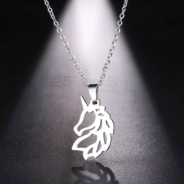 Unicorn Head Necklace , Animal Minimalist Necklace In 925 Sterling Silver AMN191_0