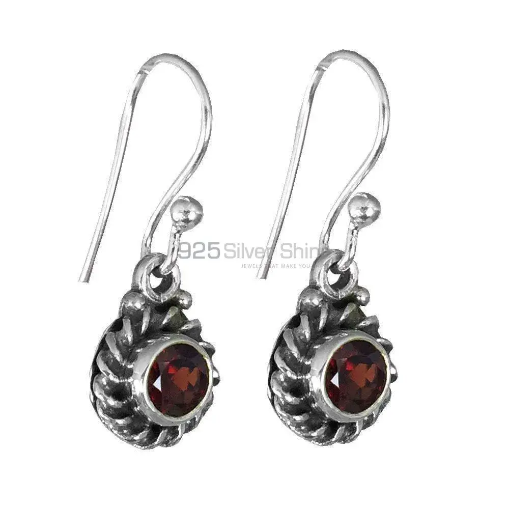 925 Sterling Silver Earrings In Garnet Gemstone Jewelry 925SE1372_1