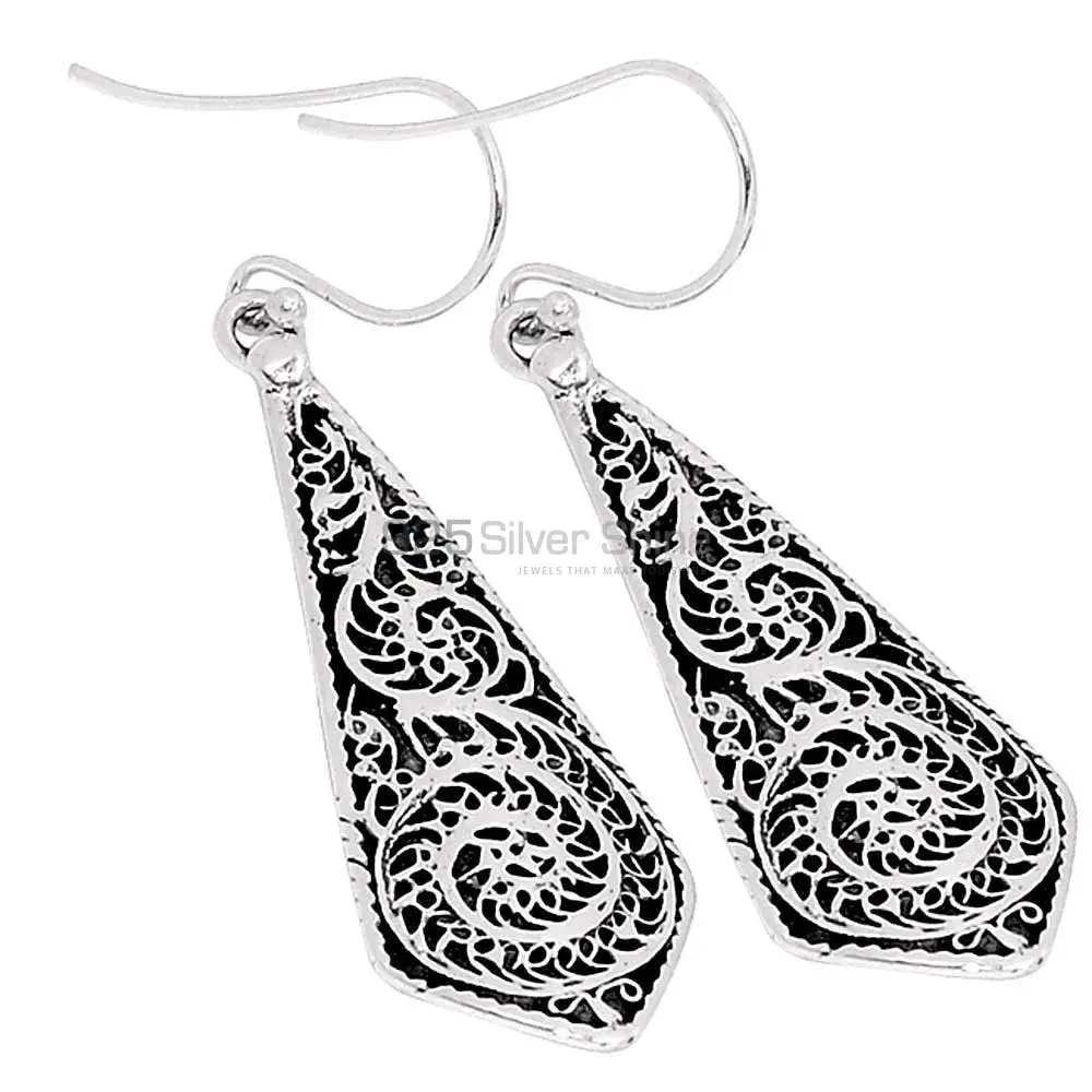 925 Sterling Silver Earrings In Silver Oxidized Jewelry 925SE2861_1