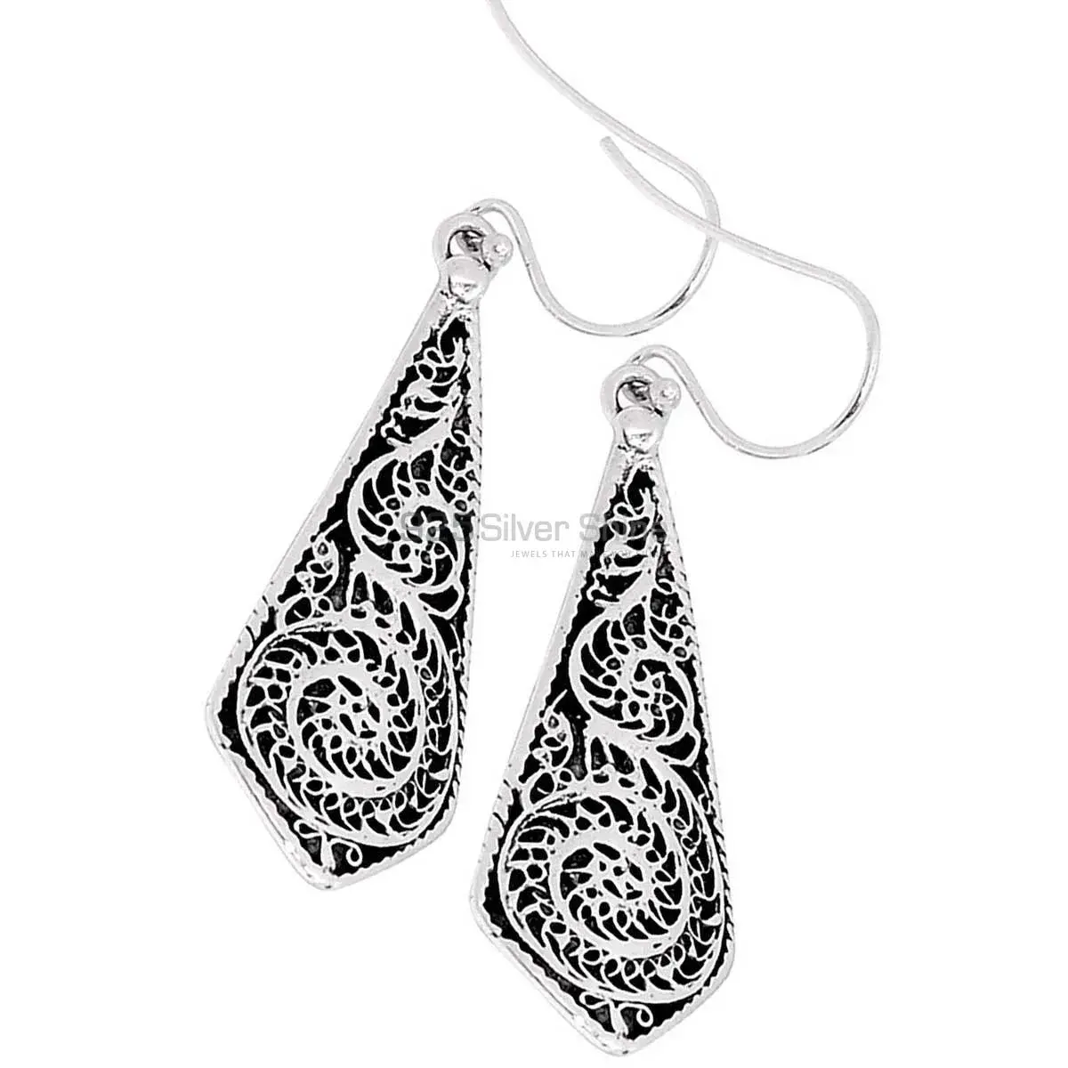 925 Sterling Silver Earrings In Silver Oxidized Jewelry 925SE2861_4