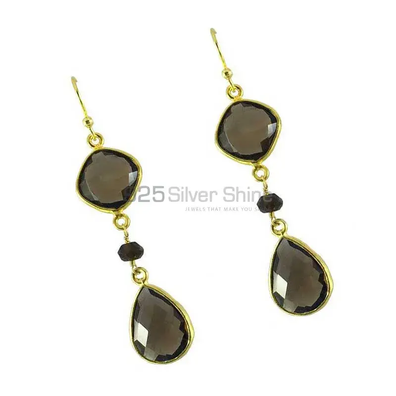 925 Sterling Silver Earrings In Smoky Quartz Gemstone Jewelry 925SE1293_1