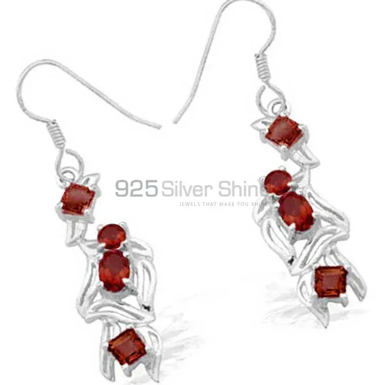 925 Sterling Silver Earrings In Garnet Gemstone Jewelry 925SE917_0