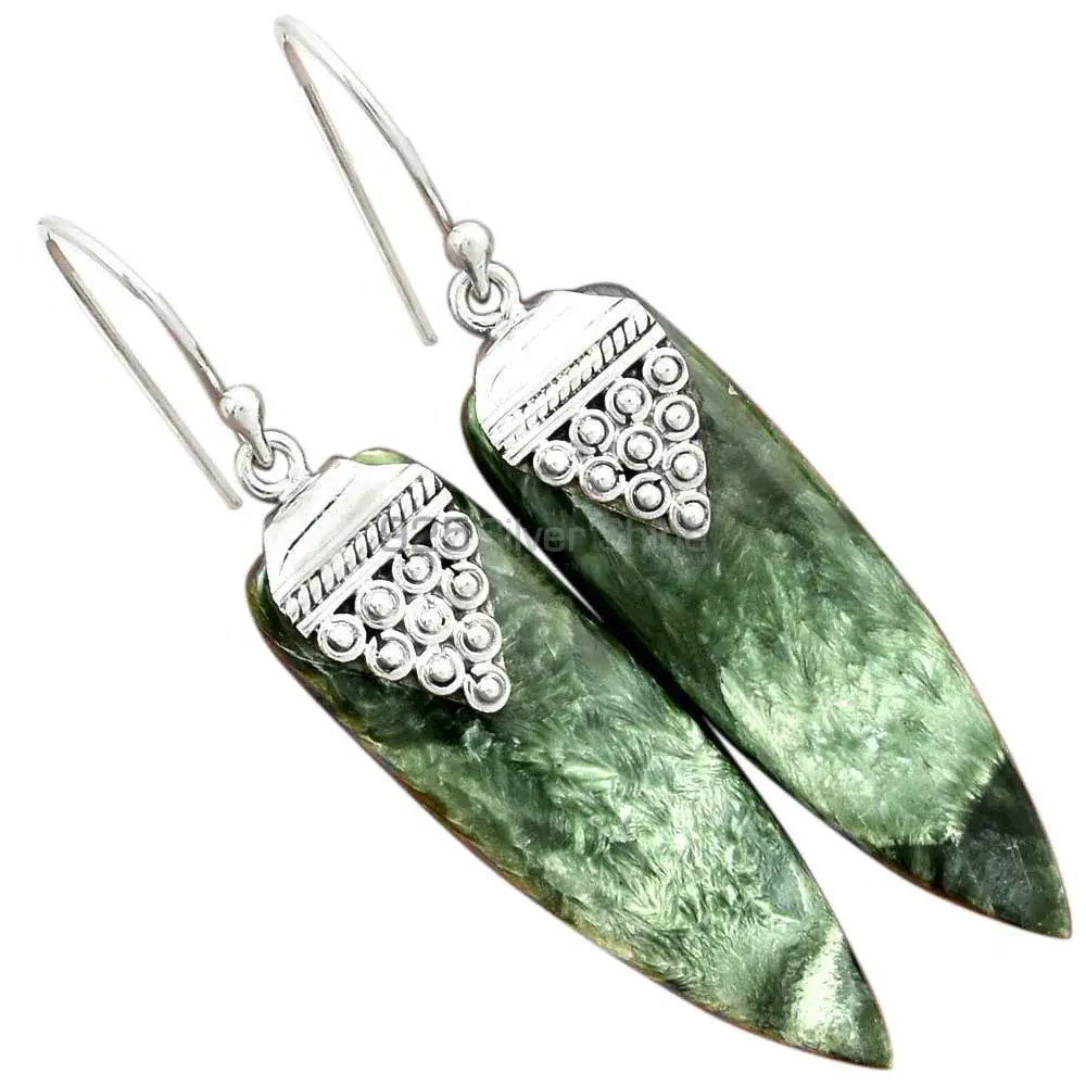 925 Sterling Silver Earrings In Seraphinite Gemstone Jewelry 925SE2474_2