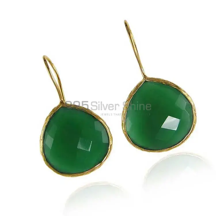 925 Sterling Silver Handmade Earrings In Green Onyx Gemstone Jewelry 925SE1988_1