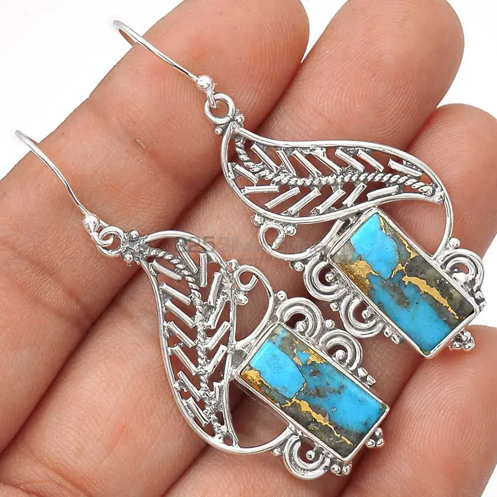 925 Sterling Silver Handmade Earrings In Turquoise Gemstone Jewelry 925SE2960_1