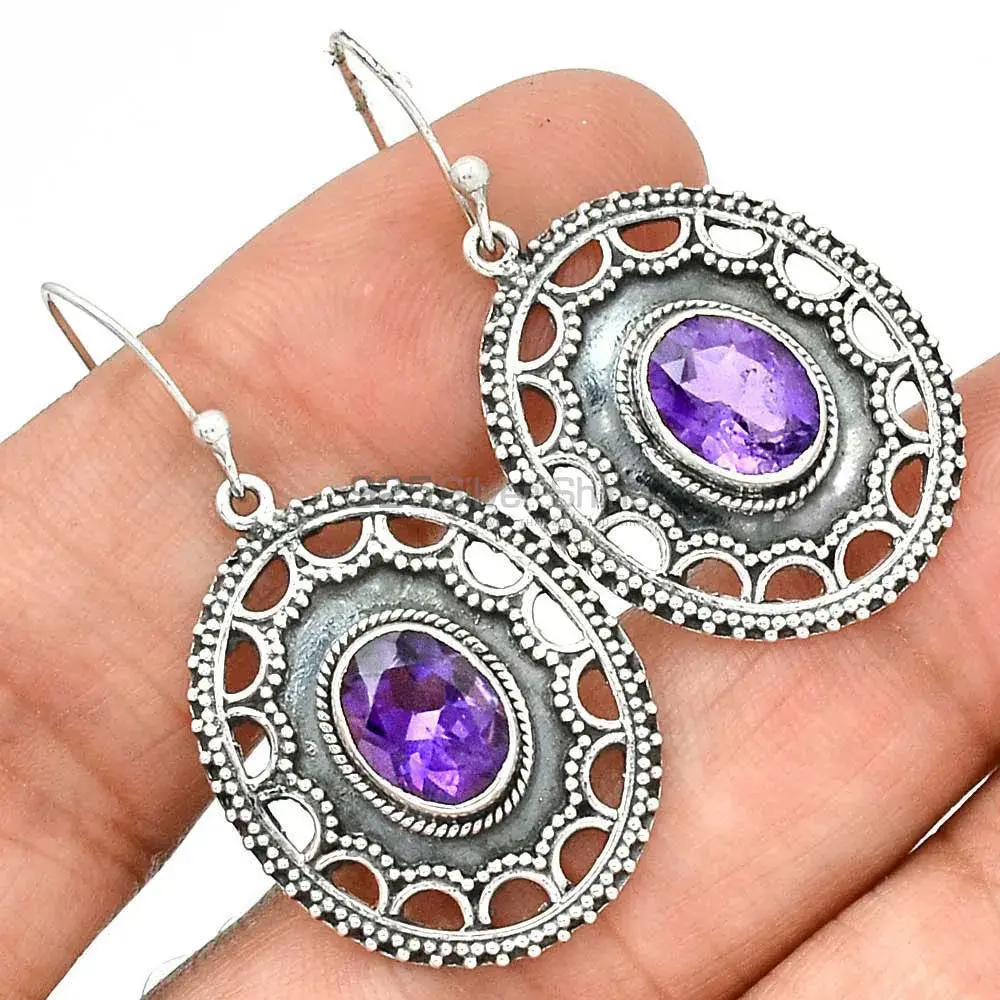 925 Sterling Silver Handmade Earrings In Amethyst Gemstone Jewelry 925SE2699_2