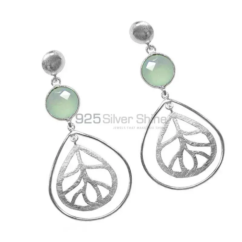 925 Sterling Silver Handmade Earrings In Chalcedony Gemstone Jewelry 925SE1377_0