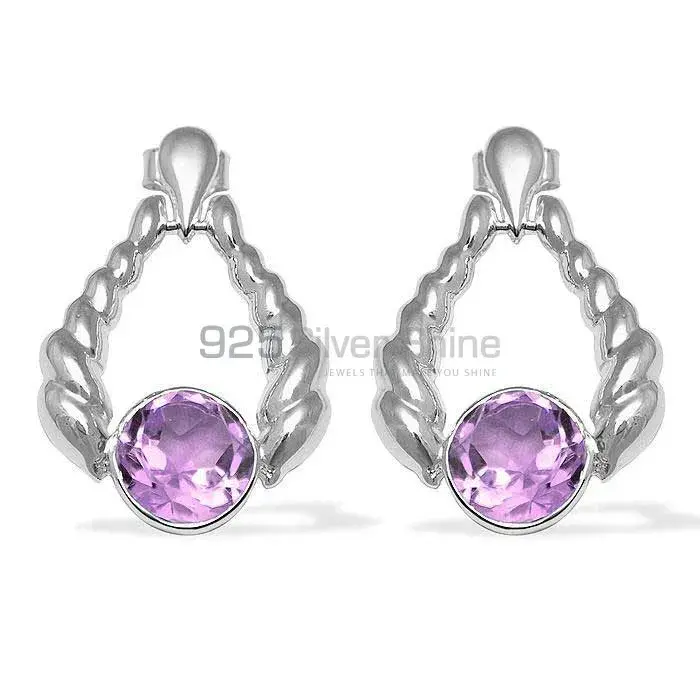925 Sterling Silver Handmade Earrings In Amethyst Gemstone Jewelry 925SE1080_0