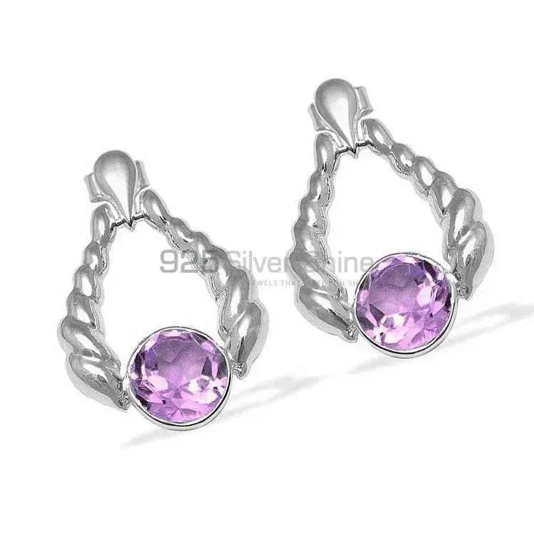 925 Sterling Silver Handmade Earrings In Amethyst Gemstone Jewelry 925SE1080_1