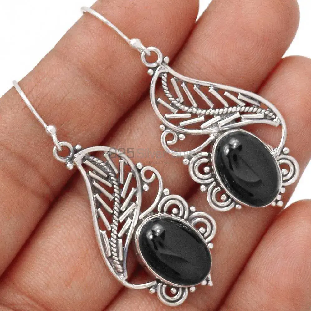 925 Sterling Silver Handmade Earrings In Black Onyx Gemstone Jewelry 925SE2955_1
