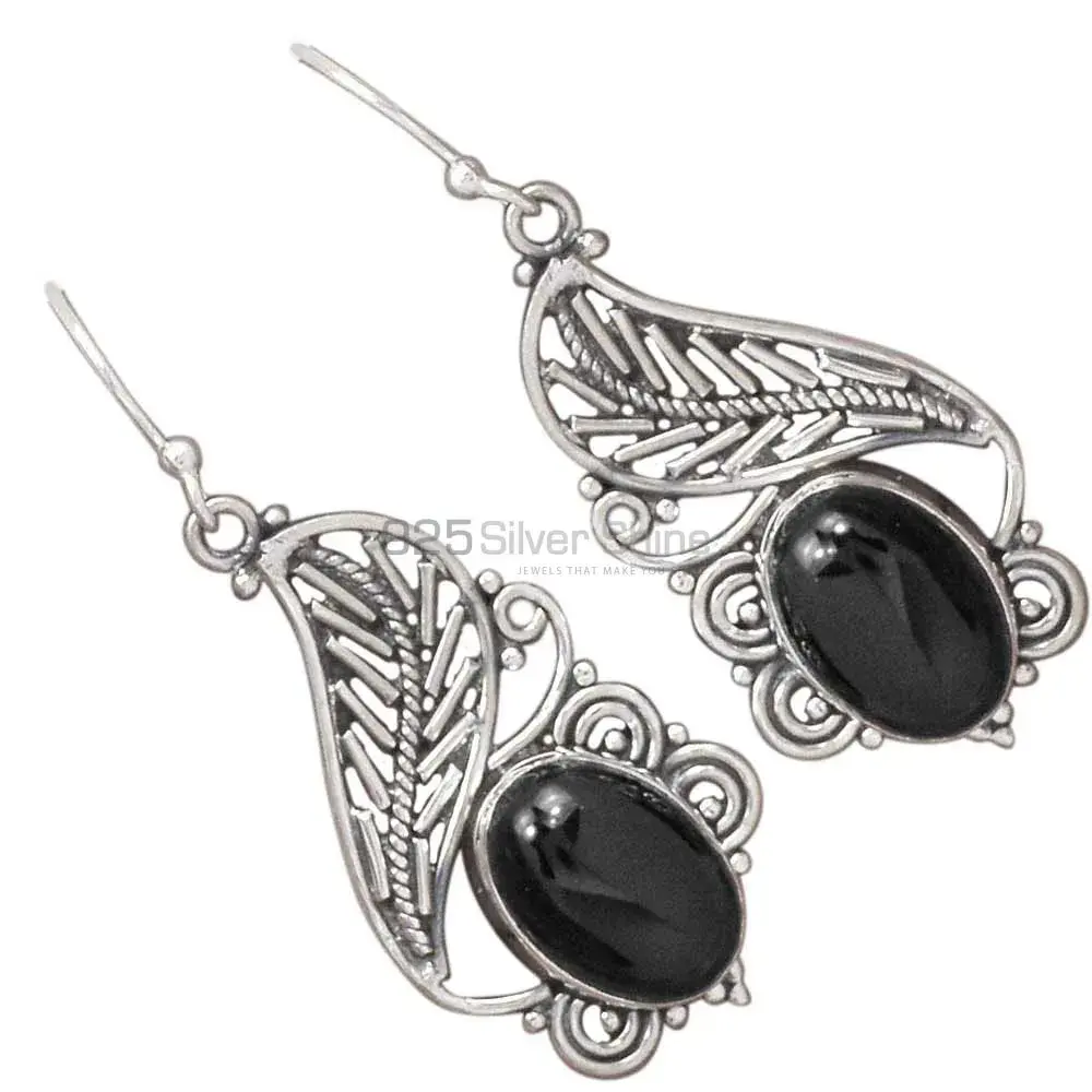 925 Sterling Silver Handmade Earrings In Black Onyx Gemstone Jewelry 925SE2955_2