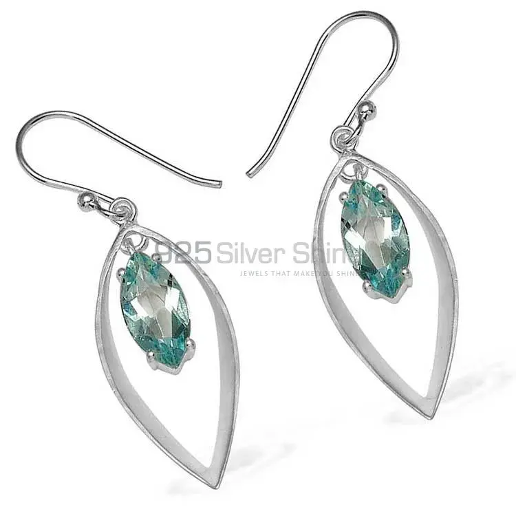 925 Sterling Silver Handmade Earrings In Blue Topaz Gemstone Jewelry 925SE764_1