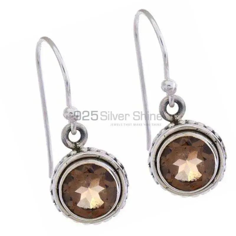925 Sterling Silver Handmade Earrings In Smoky Quartz Gemstone Jewelry 925SE1229_1