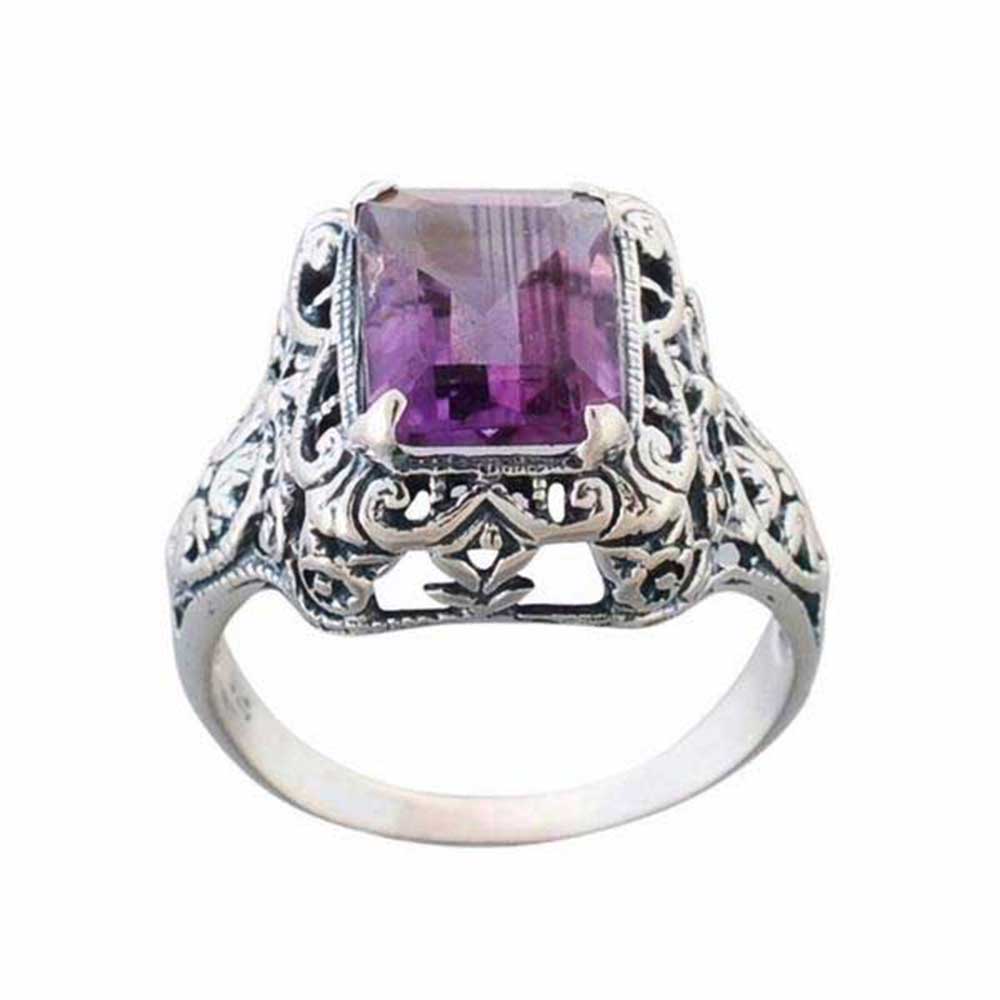925 Sterling Silver Handmade Rings In Amethyst Gemstone Jewelry 925SR989_0
