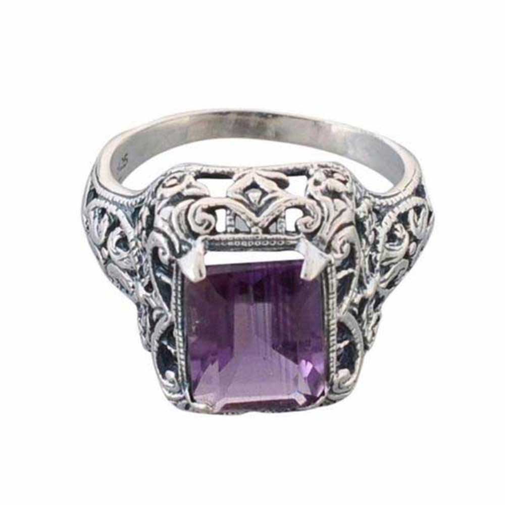 925 Sterling Silver Handmade Rings In Amethyst Gemstone Jewelry 925SR989_1