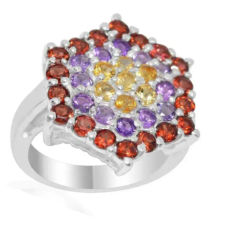 925 Sterling Silver Handmade Rings In Multi Gemstone Jewelry 925SR2055_1