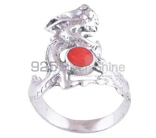 925 Sterling Silver Dyed Coral Gemstone Rings Jewelry 925SR2839_1