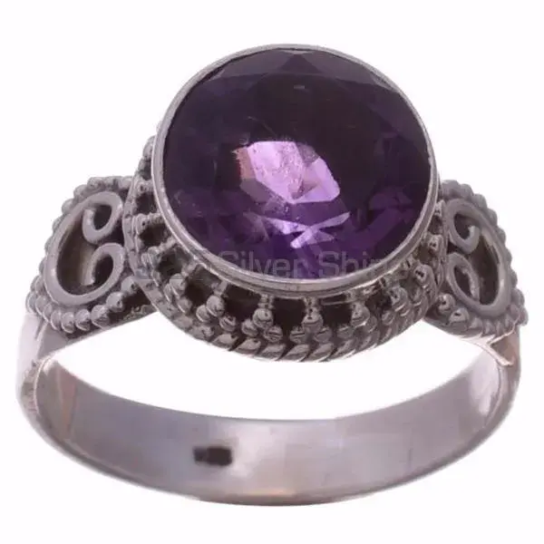 Round Amethyst Gemstone Sterling Silver Rings 925SR3653_1