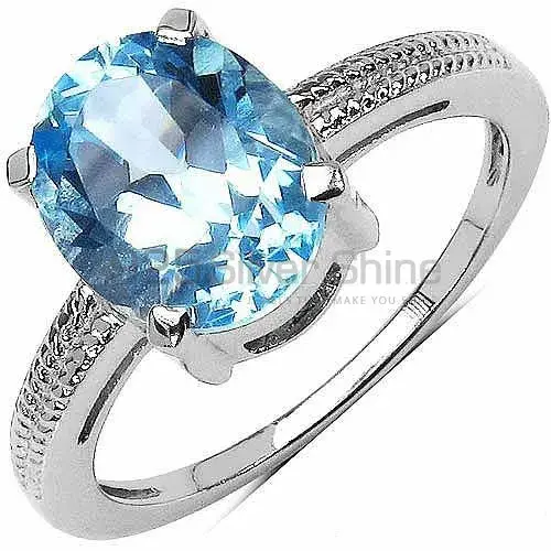 925 Sterling Silver Handmade Rings In Blue Topaz Gemstone Jewelry 925SR3086_0