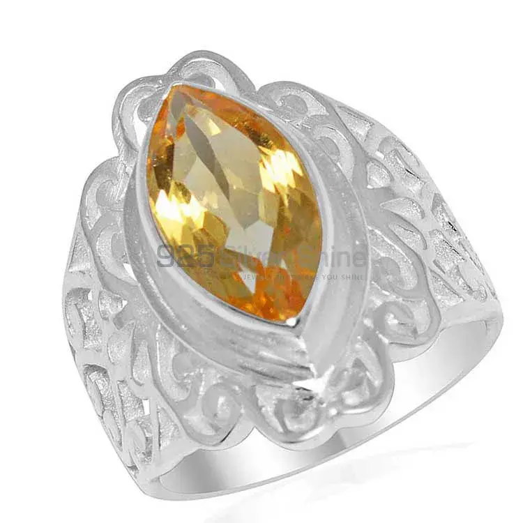 Sterling Silver Citrine Stone Filigree Women Rings 925SR1652_1