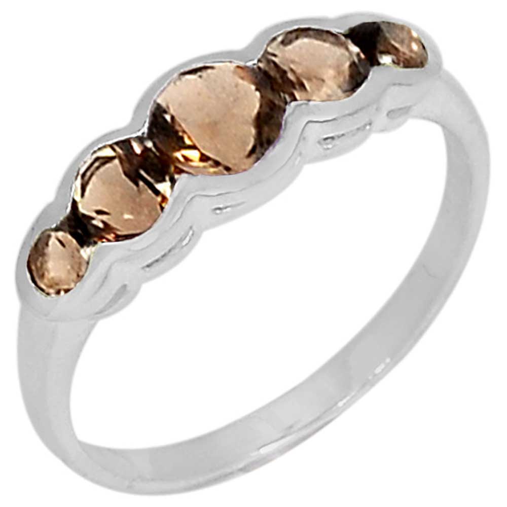 925 Sterling Silver Rings In Smoky Quartz Gemstone Jewelry 925SR900