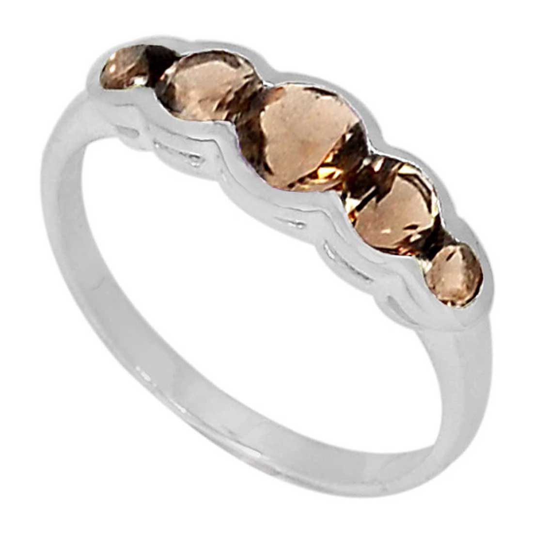 925 Sterling Silver Rings In Smoky Quartz Gemstone Jewelry 925SR900_0