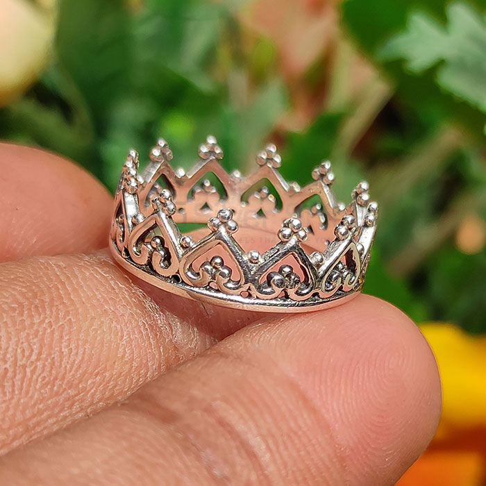 Vintage Style Crown Dainty Princess Ring In Sterling Silver SSR78-1_0