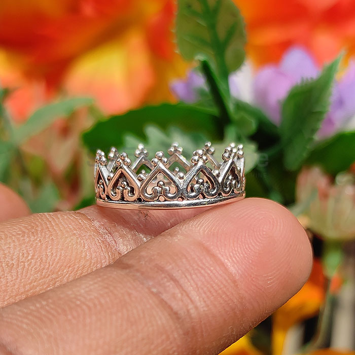 Vintage Style Crown Dainty Princess Ring In Sterling Silver SSR78-1_1