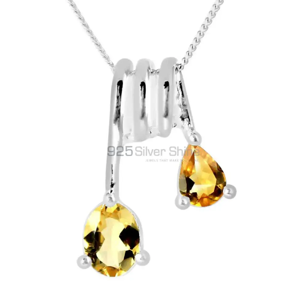 925 Solid Silver Pendants In Citrine Gemstone Jewelry 925SP264-4_0