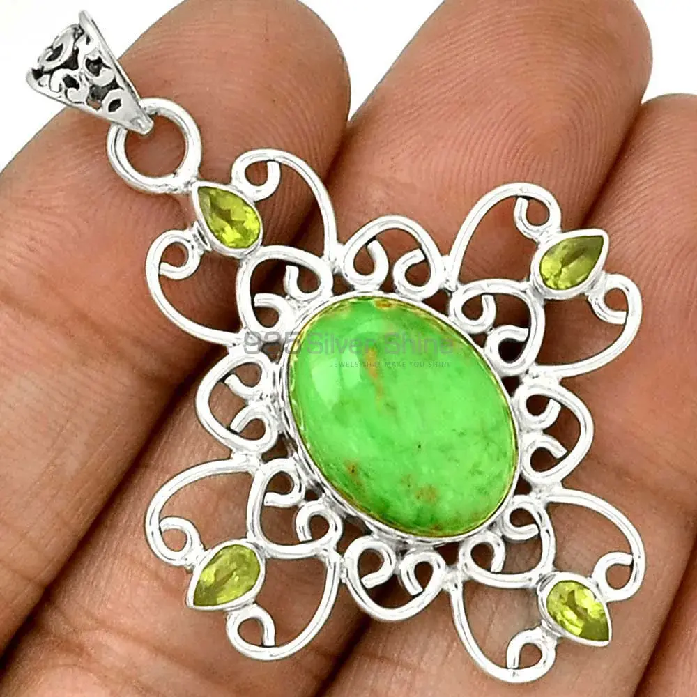 925 Solid Silver Pendants In Multi Gemstone Jewelry 925SP097-14_0