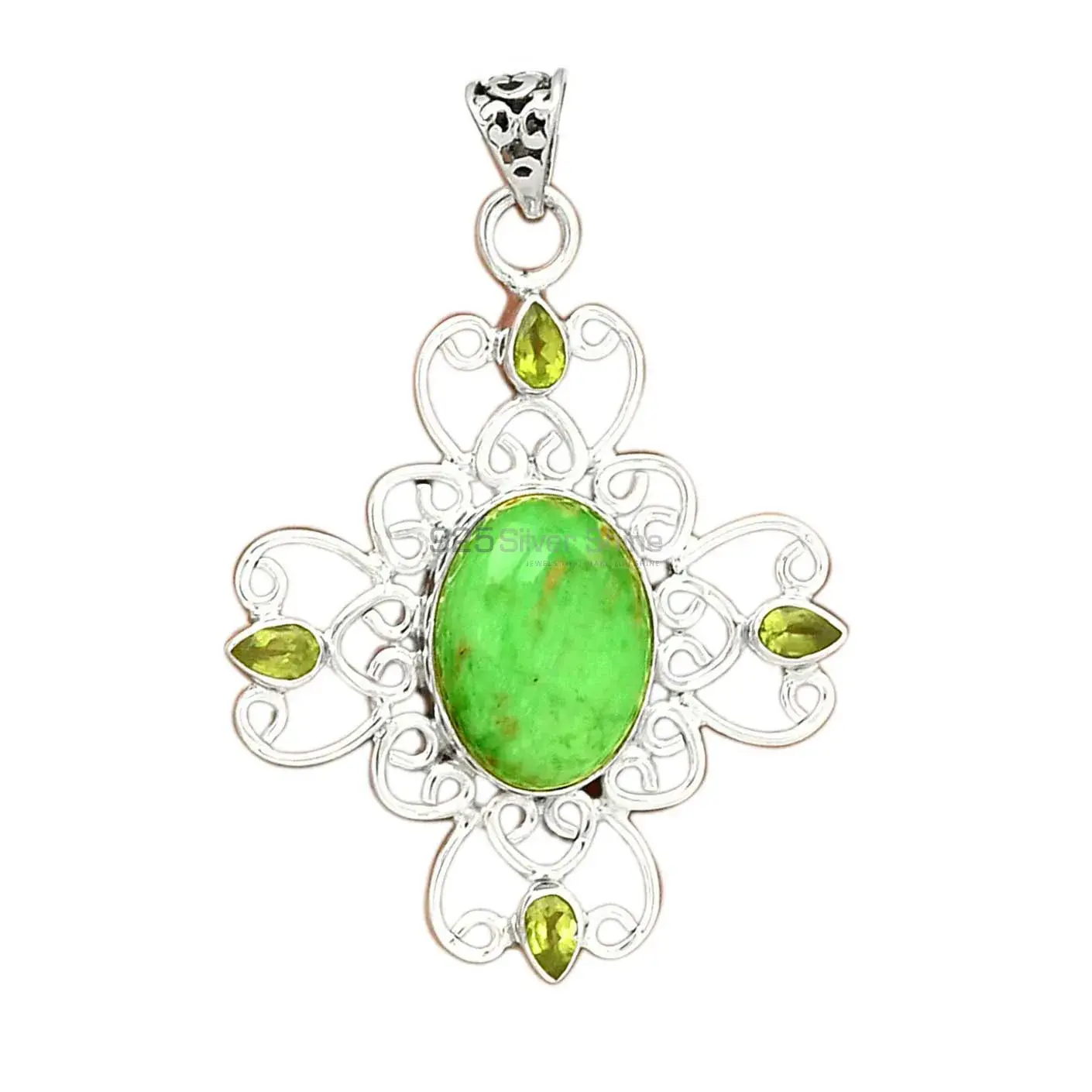 925 Solid Silver Pendants In Multi Gemstone Jewelry 925SP097-14_1