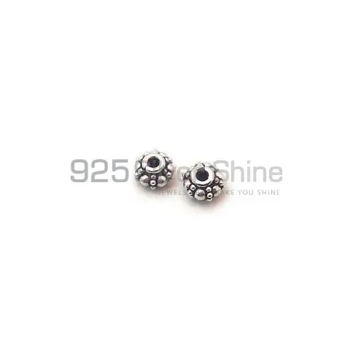 925 Sterling Silver 3.8x6.2mm Round Carved Beads. Sold Per Package of 10-925SCB101