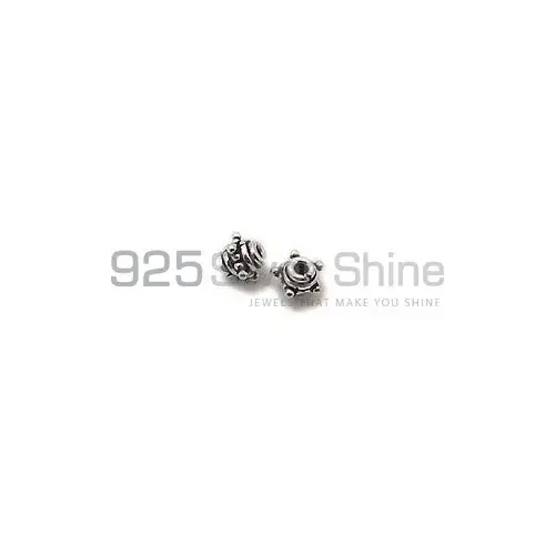 925 Sterling Silver 4.3x5.6mm Round Carved Beads. Sold Per Package of 10-925SCB106