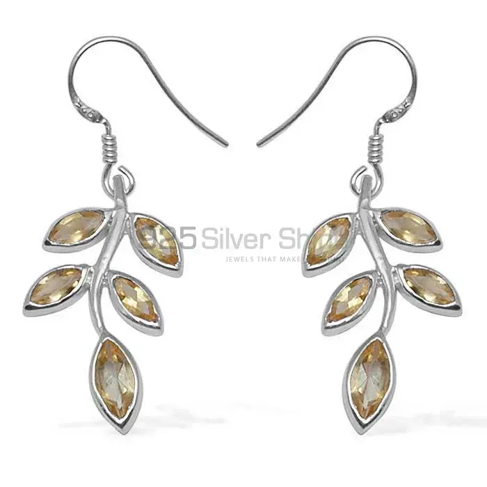 925 Sterling Silver Earrings In Genuine Citrine Gemstone 925SE714_0