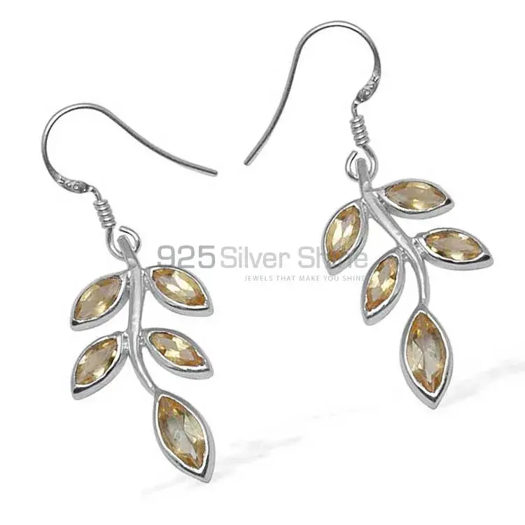 925 Sterling Silver Earrings In Genuine Citrine Gemstone 925SE714_1