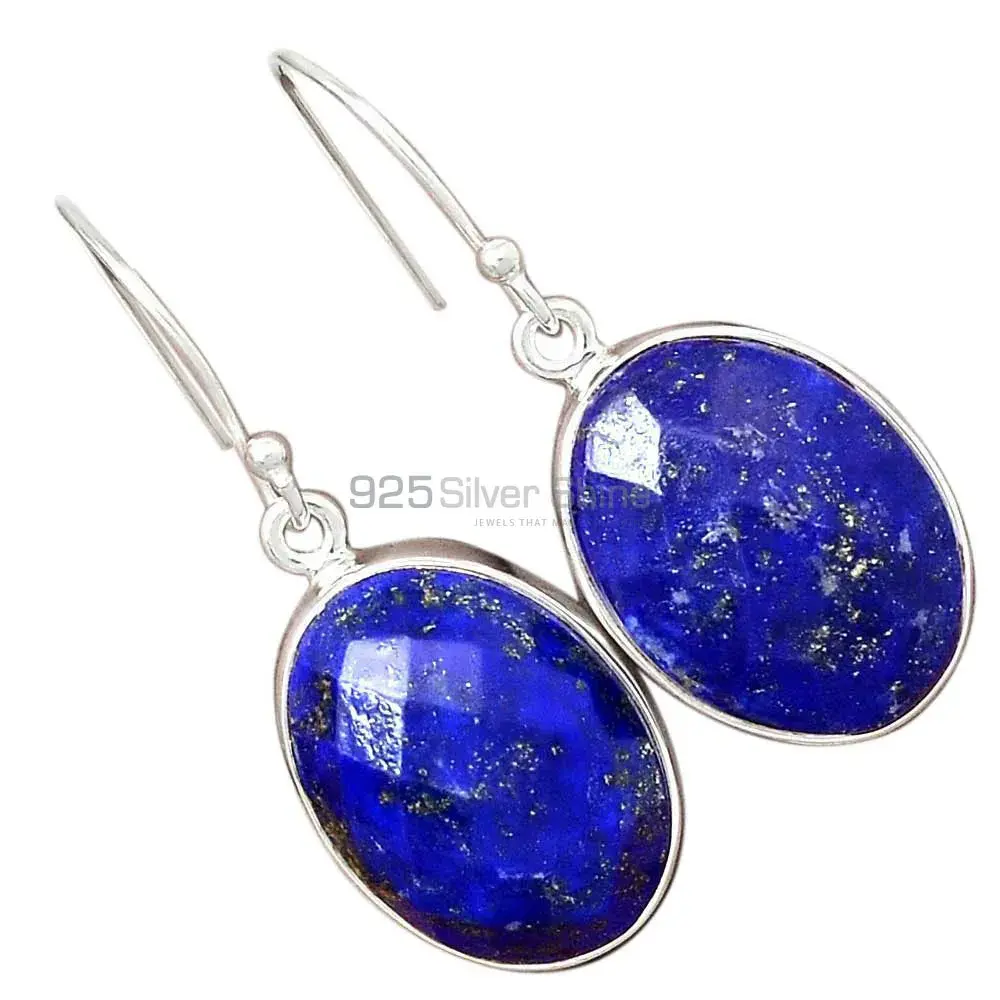 925 Sterling Silver Earrings In Genuine Lapis Gemstone 925SE2271_2