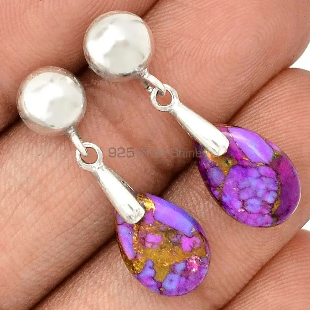 925 Sterling Silver Earrings In Genuine Mohave Purple Turquoise Gemstone 925SE2350_1