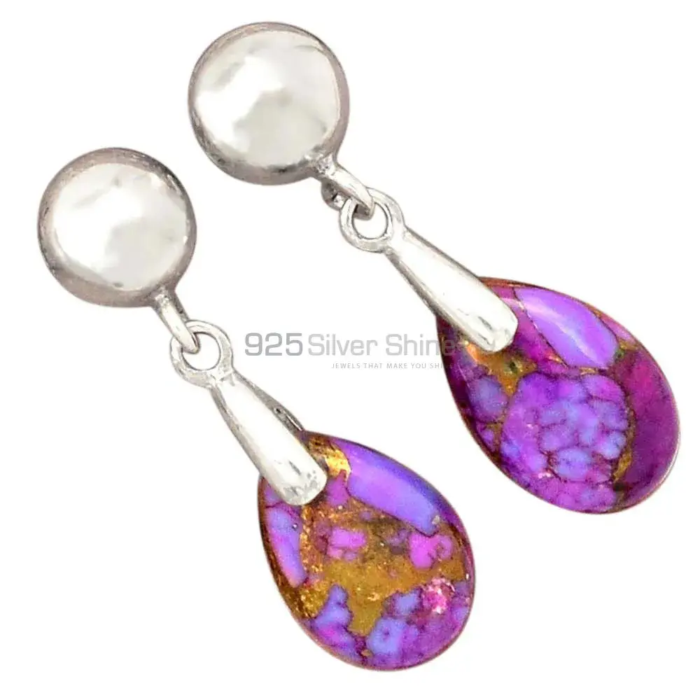 925 Sterling Silver Earrings In Genuine Mohave Purple Turquoise Gemstone 925SE2350_2