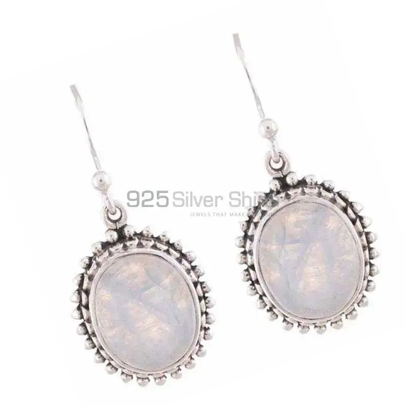 925 Sterling Silver Earrings In Genuine Rainbow Moonstone 925SE1179_1