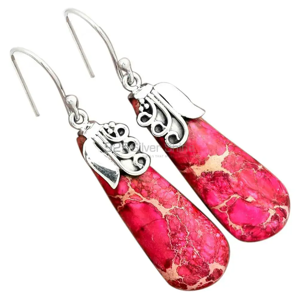 925 Sterling Silver Earrings In Genuine Sea Sediment Jasper Gemstone 925SE2508_2