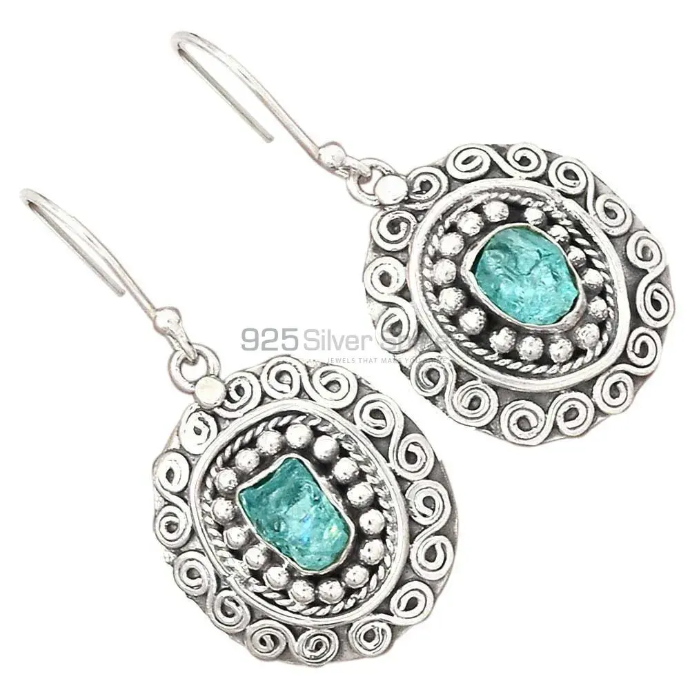 925 Sterling Silver Earrings In Natural Apatite Gemstone 925SE2982_2